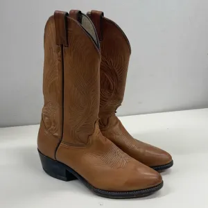 Abilene Womens Western Boots Leather Embroidered Pull On Boots in Brown Size 9.5