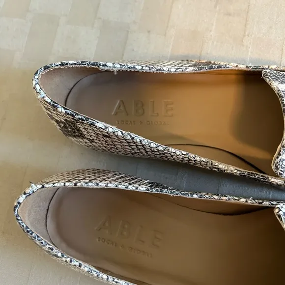 Able Local   Global Leather Lizbeth Snakeskin Loafers