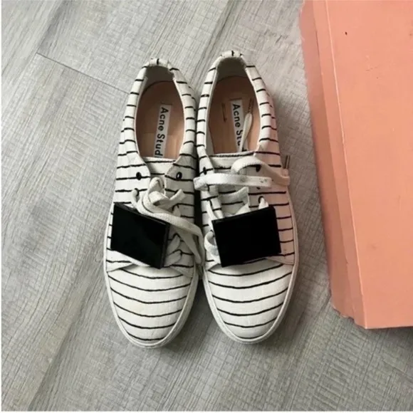 ACNE STUDIOS Stripe White/Black Sneakers Size 40