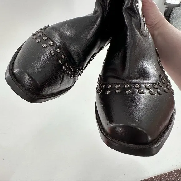AD Tec western boots size 7.5 faux leather studded pull on western rodeo vegan