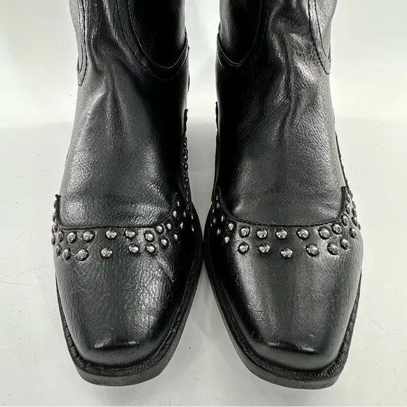 AD Tec western boots size 7.5 faux leather studded pull on western rodeo vegan