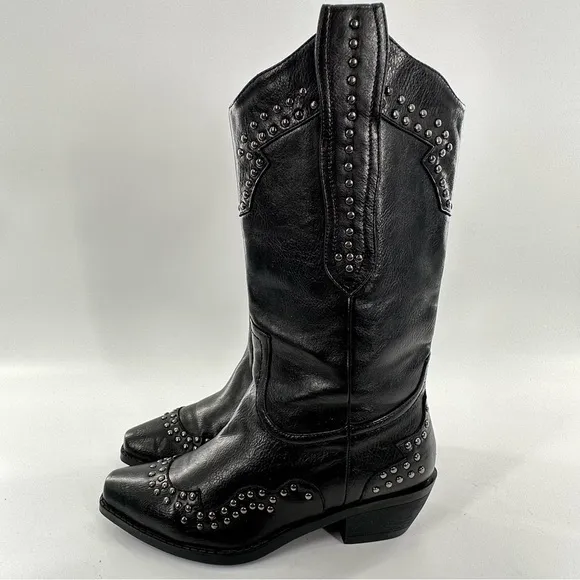 AD Tec western boots size 7.5 faux leather studded pull on western rodeo vegan