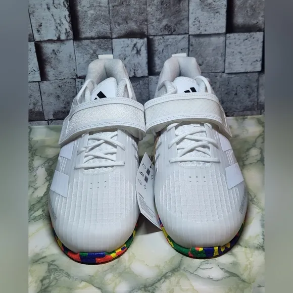 Adidas Adipower Weightlitting 3 White Multi-color Sole Men's Size 9.5
