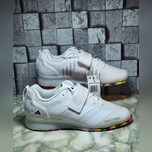Adidas Adipower Weightlitting 3 White Multi-color Sole Men's Size 9.5