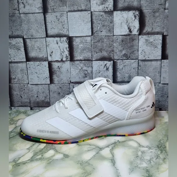 Adidas Adipower Weightlitting 3 White Multi-color Sole Men's Size 9.5