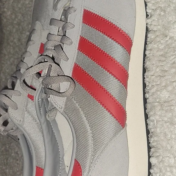 ADIDAS ORIGINALS. Gray red stripes white sneakers  Zx size 13