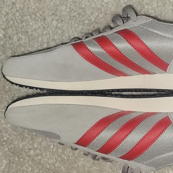 ADIDAS ORIGINALS. Gray red stripes white sneakers  Zx size 13