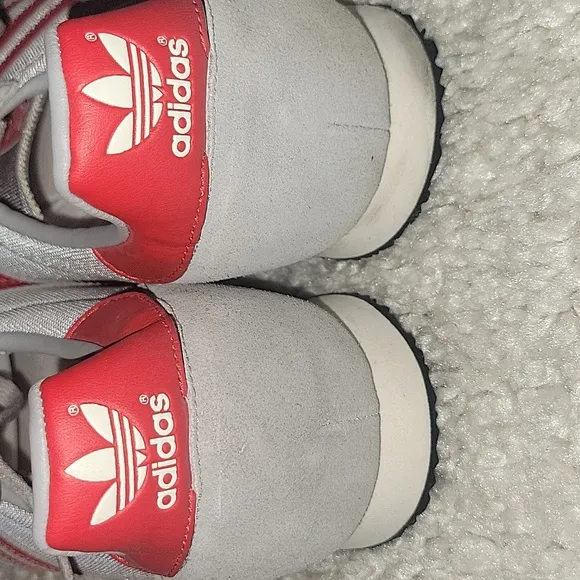 ADIDAS ORIGINALS. Gray red stripes white sneakers  Zx size 13
