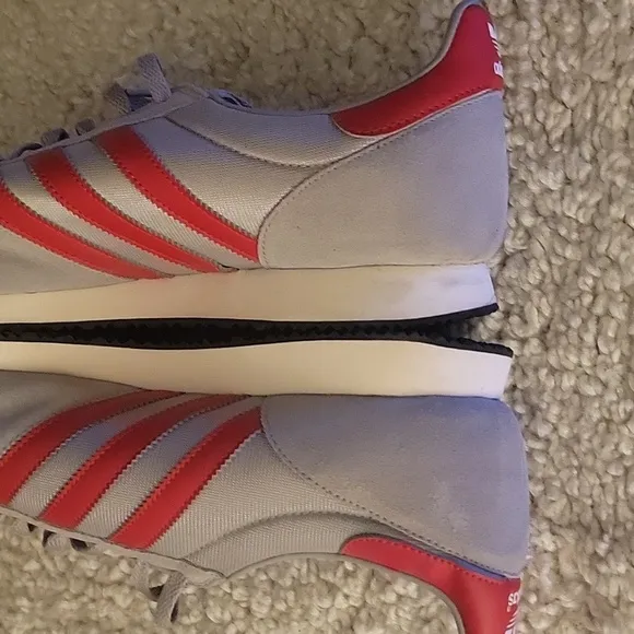 ADIDAS ORIGINALS. Gray red stripes white sneakers  Zx size 13