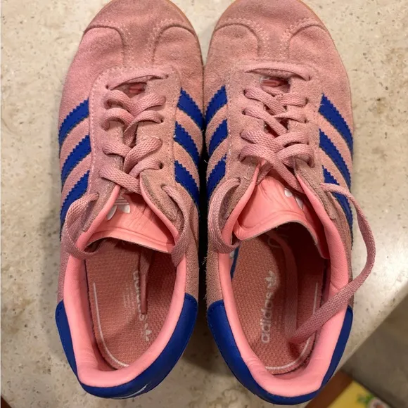 Adidas Pink and Blue Gazelle Sneakers