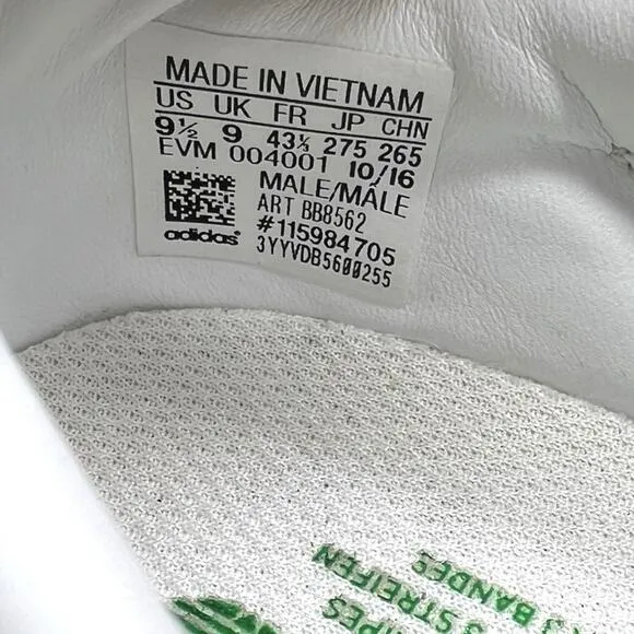 adidas Rod Laver Shoes Men Size 9.5 White Lucky Green BB8562 Sneakers