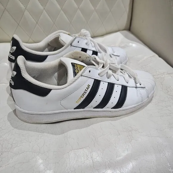 Adidas Superstar White &amp; Black Sneakers Size 7.5 Ortholite Sole