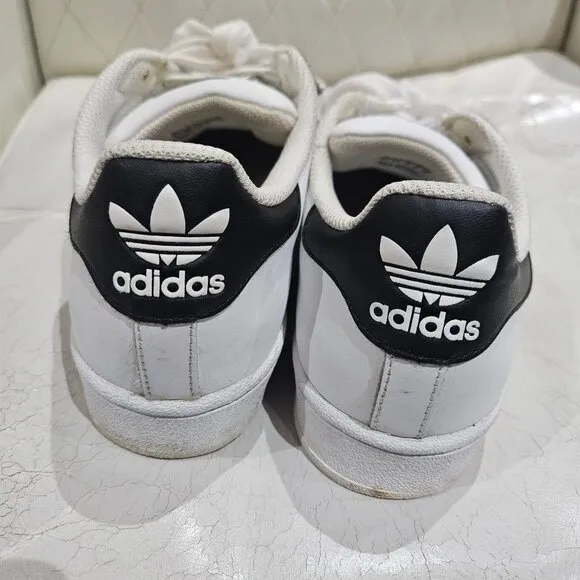 Adidas Superstar White &amp; Black Sneakers Size 7.5 Ortholite Sole