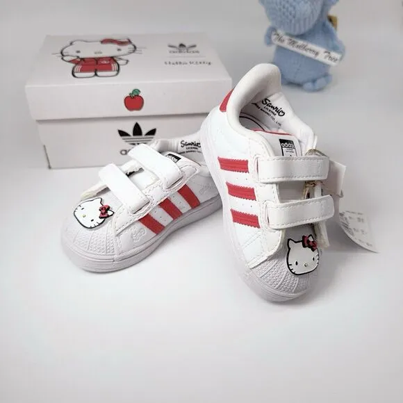Adidas x hello Kitty Superstar CF1 GV8863 White Red 5K 20 4K Toddler Sneaker