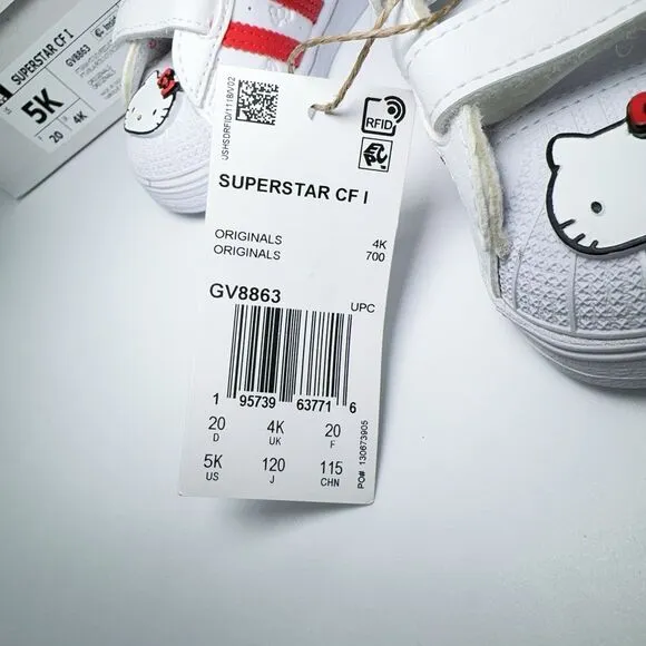 Adidas x hello Kitty Superstar CF1 GV8863 White Red 5K 20 4K Toddler Sneaker