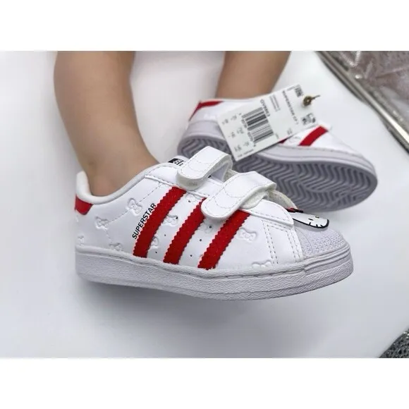 Adidas x hello Kitty Superstar CF1 GV8863 White Red 5K 20 4K Toddler Sneaker
