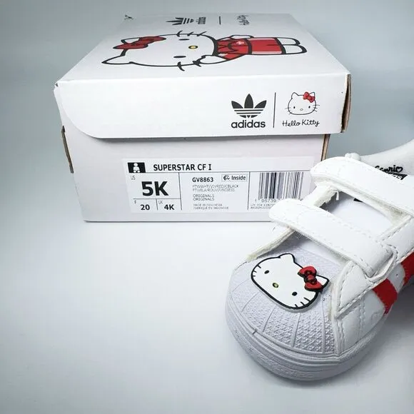 Adidas x hello Kitty Superstar CF1 GV8863 White Red 5K 20 4K Toddler Sneaker