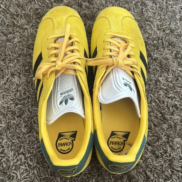 Adidas Yellow and Black Low-Top Sneakers with White Sole