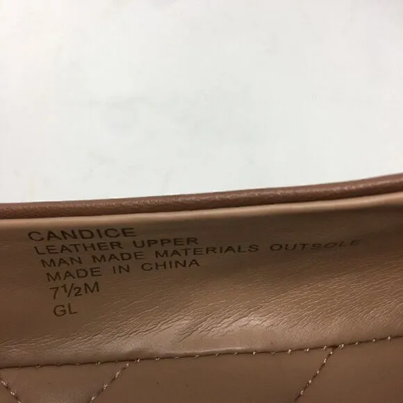 Aerosoles Women's Shoes Brown Size 7.5 Candice Leather Slip On Flats Gold Accent
