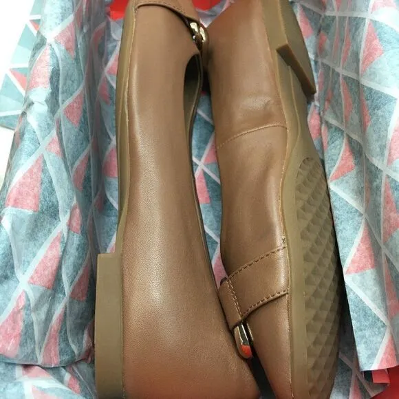 Aerosoles Women's Shoes Brown Size 7.5 Candice Leather Slip On Flats Gold Accent