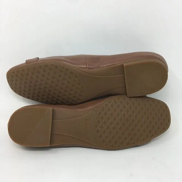 Aerosoles Women's Shoes Brown Size 7.5 Candice Leather Slip On Flats Gold Accent