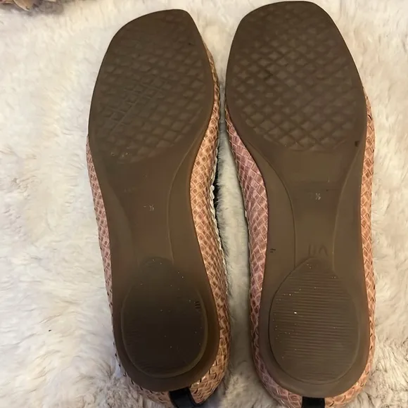 Aerosols Catalina Leather Champagne Nude Tan Square Toe Ballet Flats Shoes