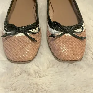 Aerosols Catalina Leather Champagne Nude Tan Square Toe Ballet Flats Shoes