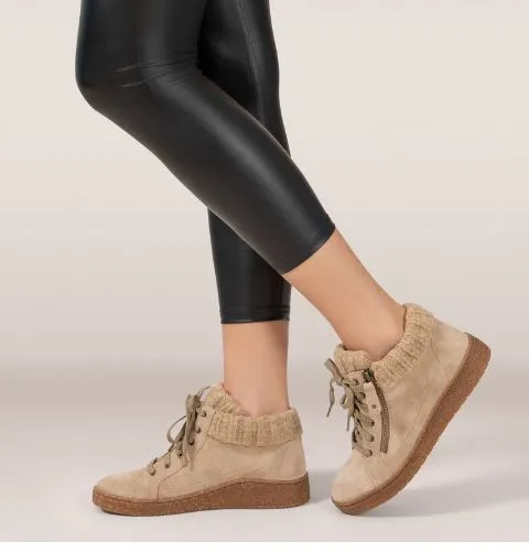Aetrex Taupe Bonnie Arch Support Womens Suede Sneakers PC322