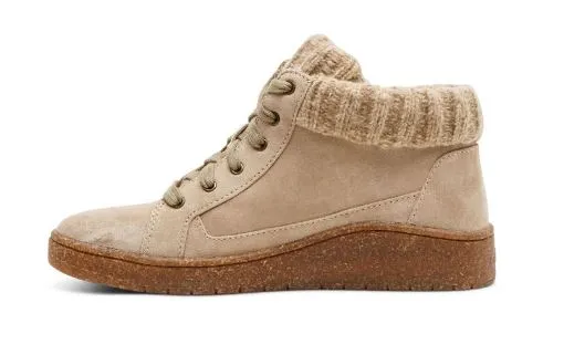 Aetrex Taupe Bonnie Arch Support Womens Suede Sneakers PC322