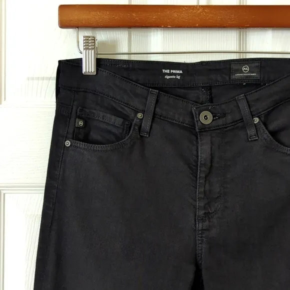 AG Adriano Goldschmied The Prima Mid Rise Cigarette Leg Skinny Jeans Black 26