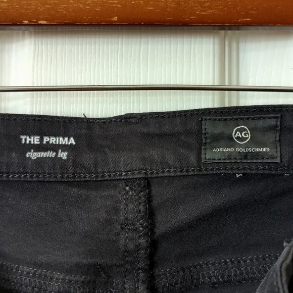 AG Adriano Goldschmied The Prima Mid Rise Cigarette Leg Skinny Jeans Black 26