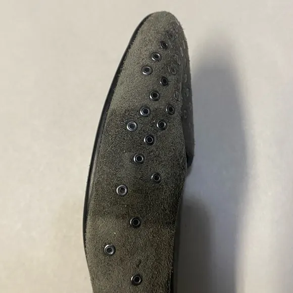 AGL Attilio Giusti Leombruni Flats US Size 5 Suede Leather Grommet Mist Grey NWT