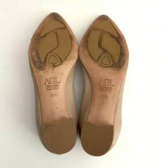 AGL Attilio Giusti Leombruni Flats Women 5.5M Leather Point toe Low Heel Italy