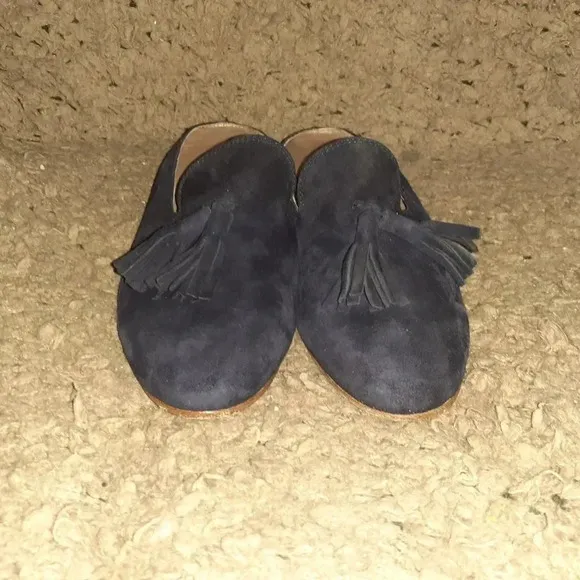 AGL-Attilio Giusti Leombruni-Navy Suede Tasseled Mules/Slip On-Sz 36.5-Excellent