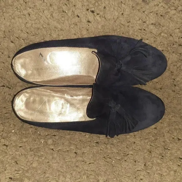 AGL-Attilio Giusti Leombruni-Navy Suede Tasseled Mules/Slip On-Sz 36.5-Excellent