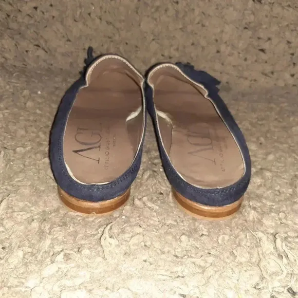 AGL-Attilio Giusti Leombruni-Navy Suede Tasseled Mules/Slip On-Sz 36.5-Excellent