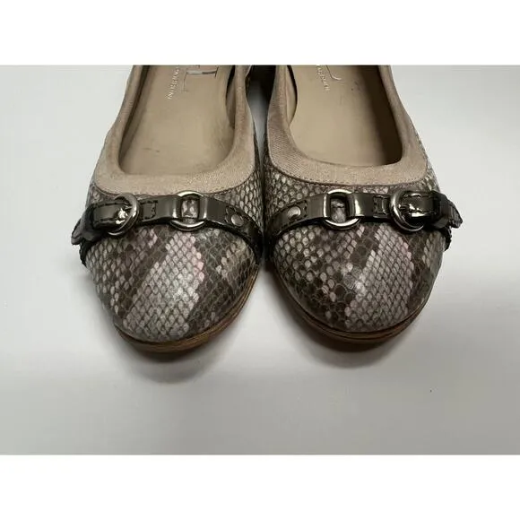 AGL Attilio Giusti Leombruni Women’s Snake Skin Leather Flats Buckle 38.5 (8.5)