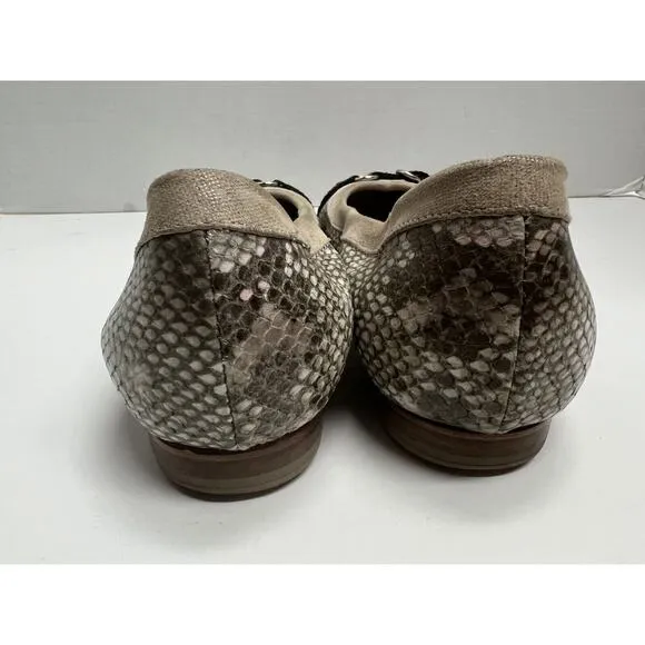 AGL Attilio Giusti Leombruni Women’s Snake Skin Leather Flats Buckle 38.5 (8.5)