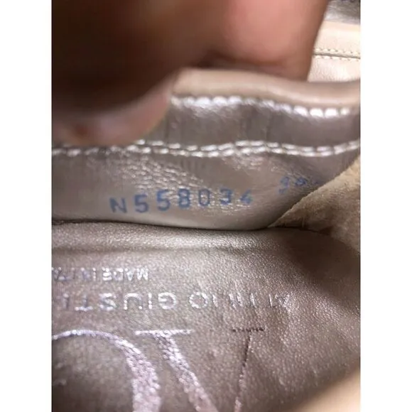 AGL Attilio Giusti Leombruni Nude Leather Snake Cap Toe Flats Women 38.5EU/8M US