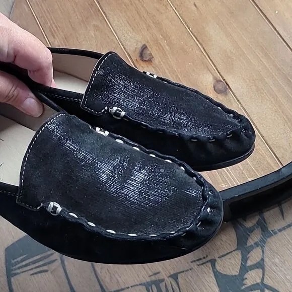 AGL Ballet Flats Womens Size 37.5 US 7/7.5 Black Leather Slip On