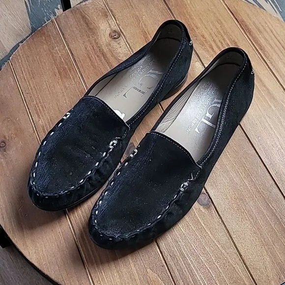 AGL Ballet Flats Womens Size 37.5 US 7/7.5 Black Leather Slip On