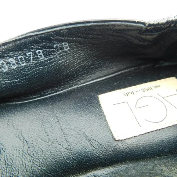 AGL Black Crushed Patent Leather Slip-on Loafer Flats 38