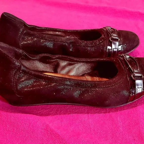 AGL Black Leather Ballet Flats Sz 8 EUC