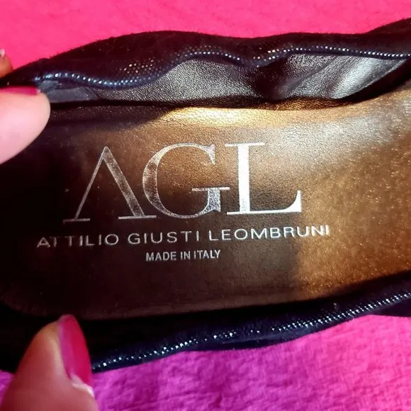 AGL Black Leather Ballet Flats Sz 8 EUC