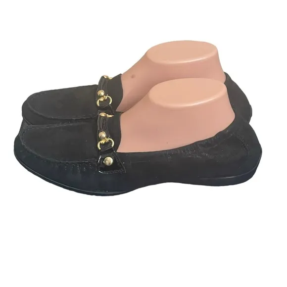 AGL Black metallic suede loafers size 39.5