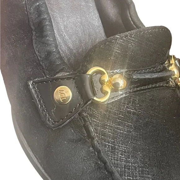 AGL Black metallic suede loafers size 39.5