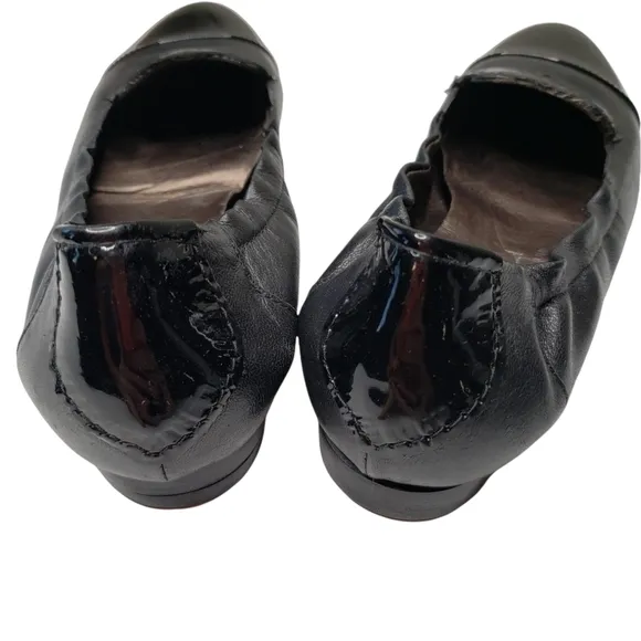 AGL | Edgy Chic Black Patent Leather Round Toe Slip On Flat Loafers Women's 7