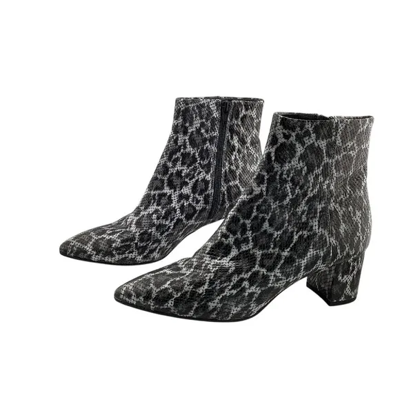 AGL Marette Leopard Ankle Womens Boots Size US 8.5 EU 38.5 Block Heel Snake Skin