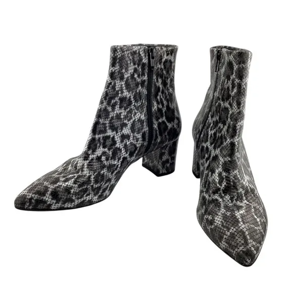 AGL Marette Leopard Ankle Womens Boots Size US 8.5 EU 38.5 Block Heel Snake Skin