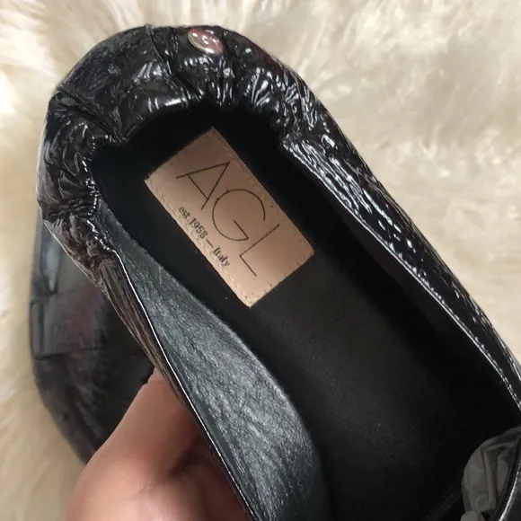 AGL micro pointed toe loafers PLATFORM BLACK PATENT  LEATHER